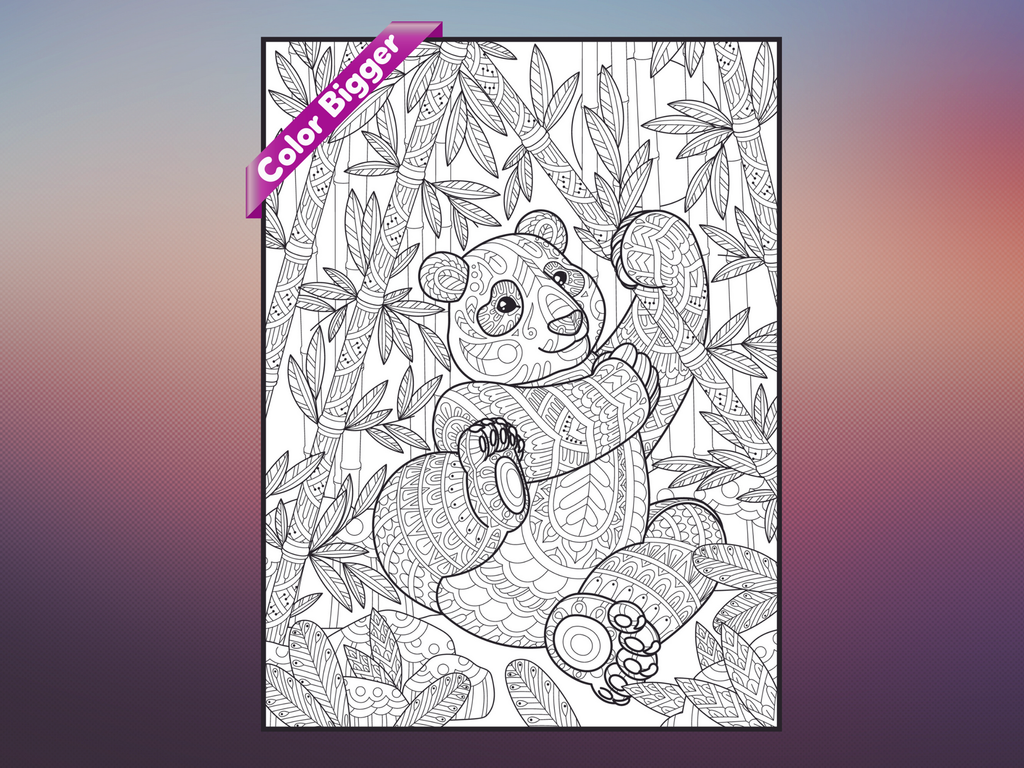 Panda Coloring Poster — giant coloring poster line art
