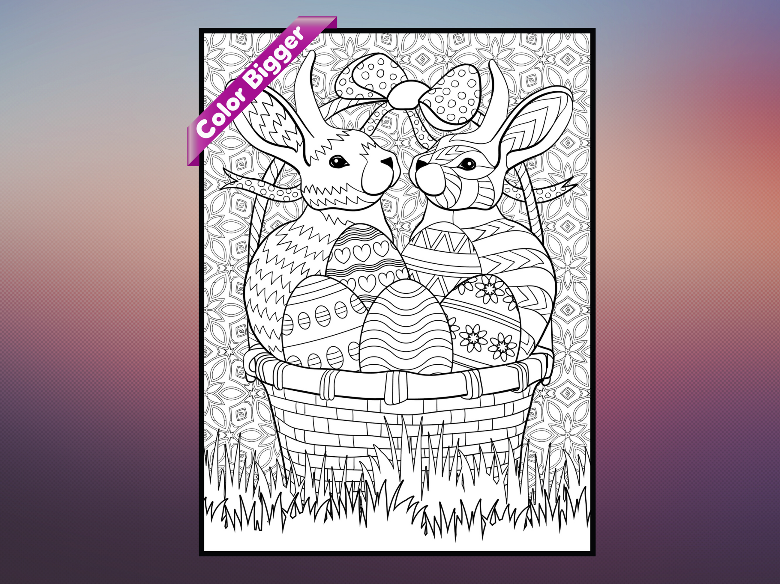 Easter Coloring Poster — giant coloring poster line art
