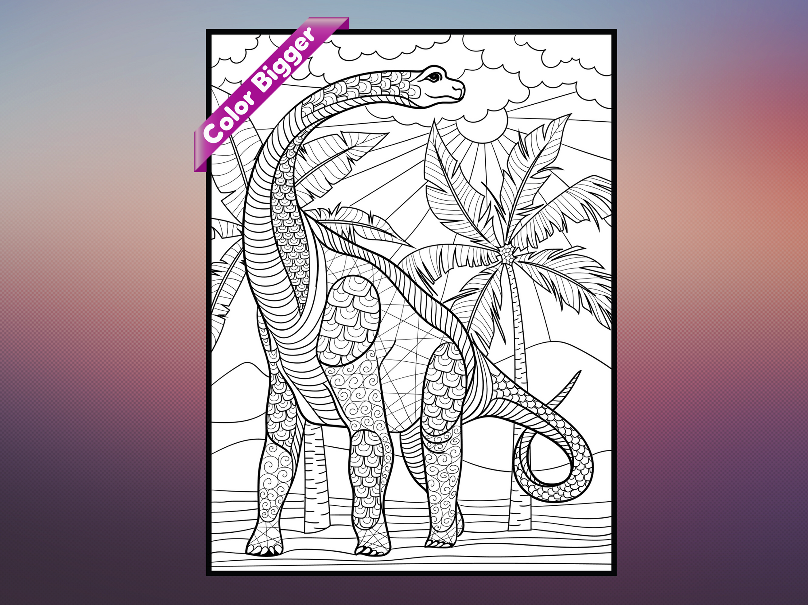 Dinosaur Coloring Poster — giant coloring poster line art
