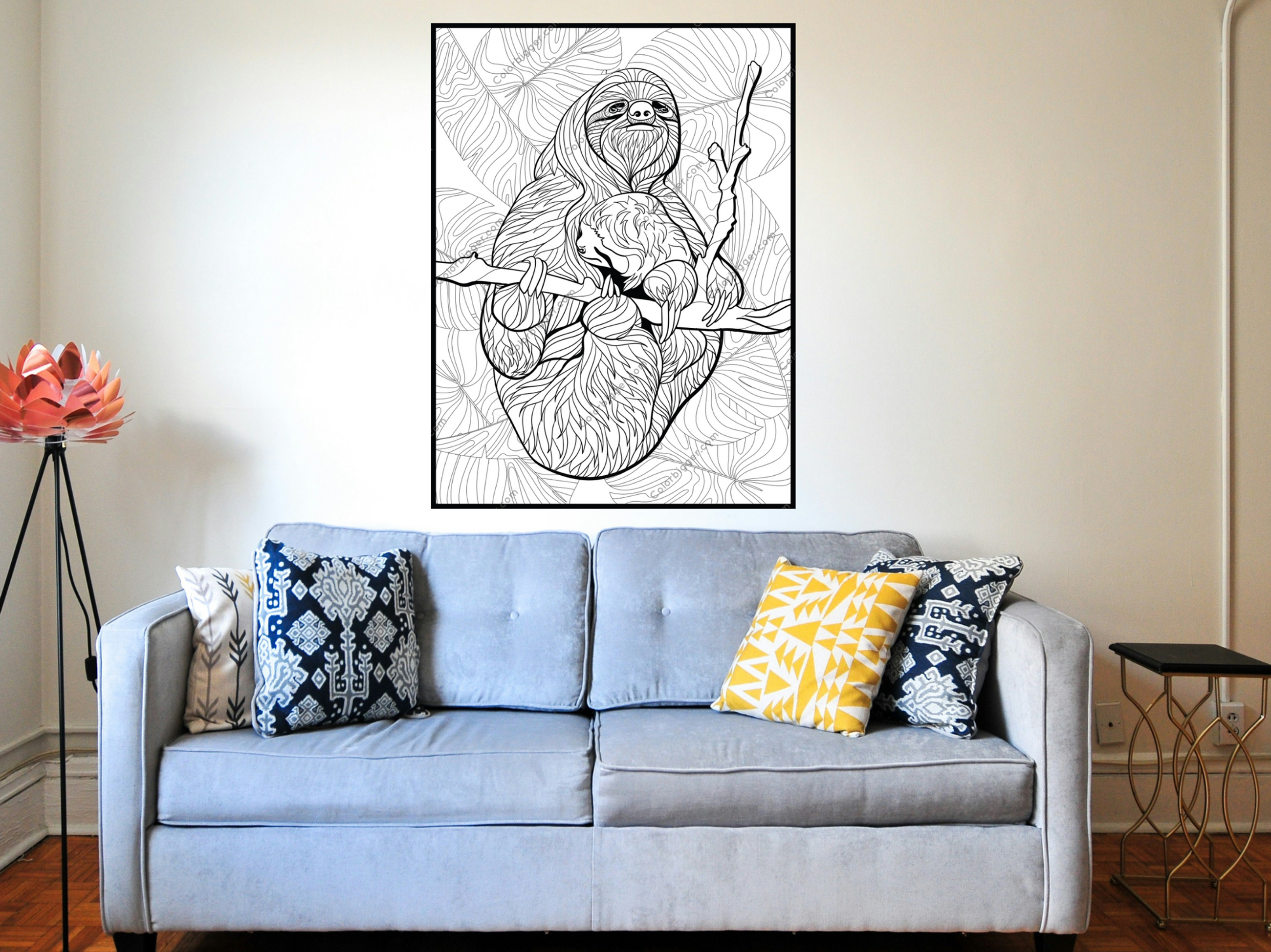 Sloth Coloring Poster — photo 2