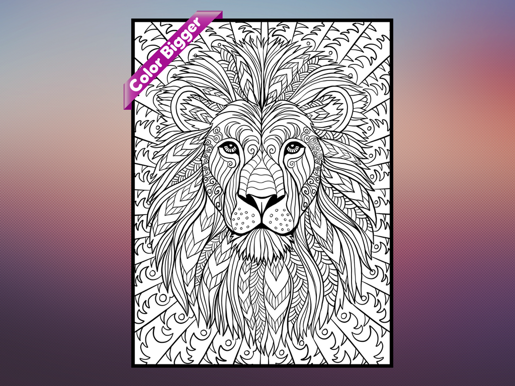 Lion Coloring Poster — giant coloring poster line art