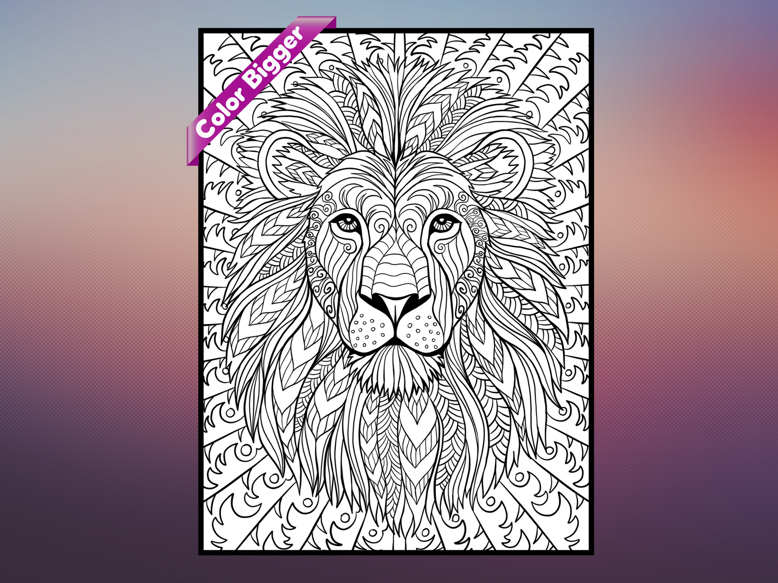 Lion Coloring Poster — giant coloring poster line art