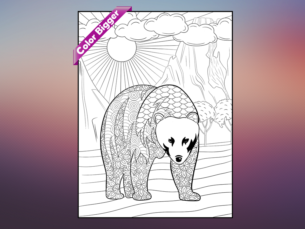 Bear Coloring Poster — giant coloring poster line art