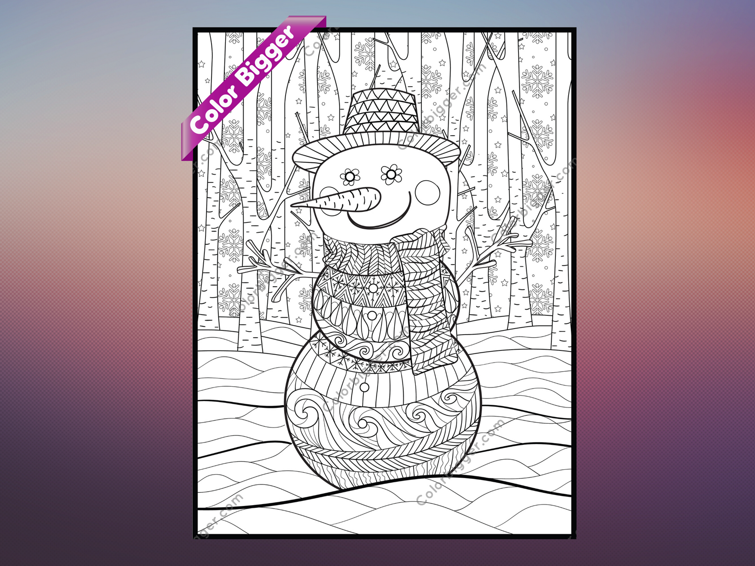 Snowman Coloring Poster — giant coloring poster line art