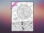 Space Coloring Poster — giant coloring poster line art
