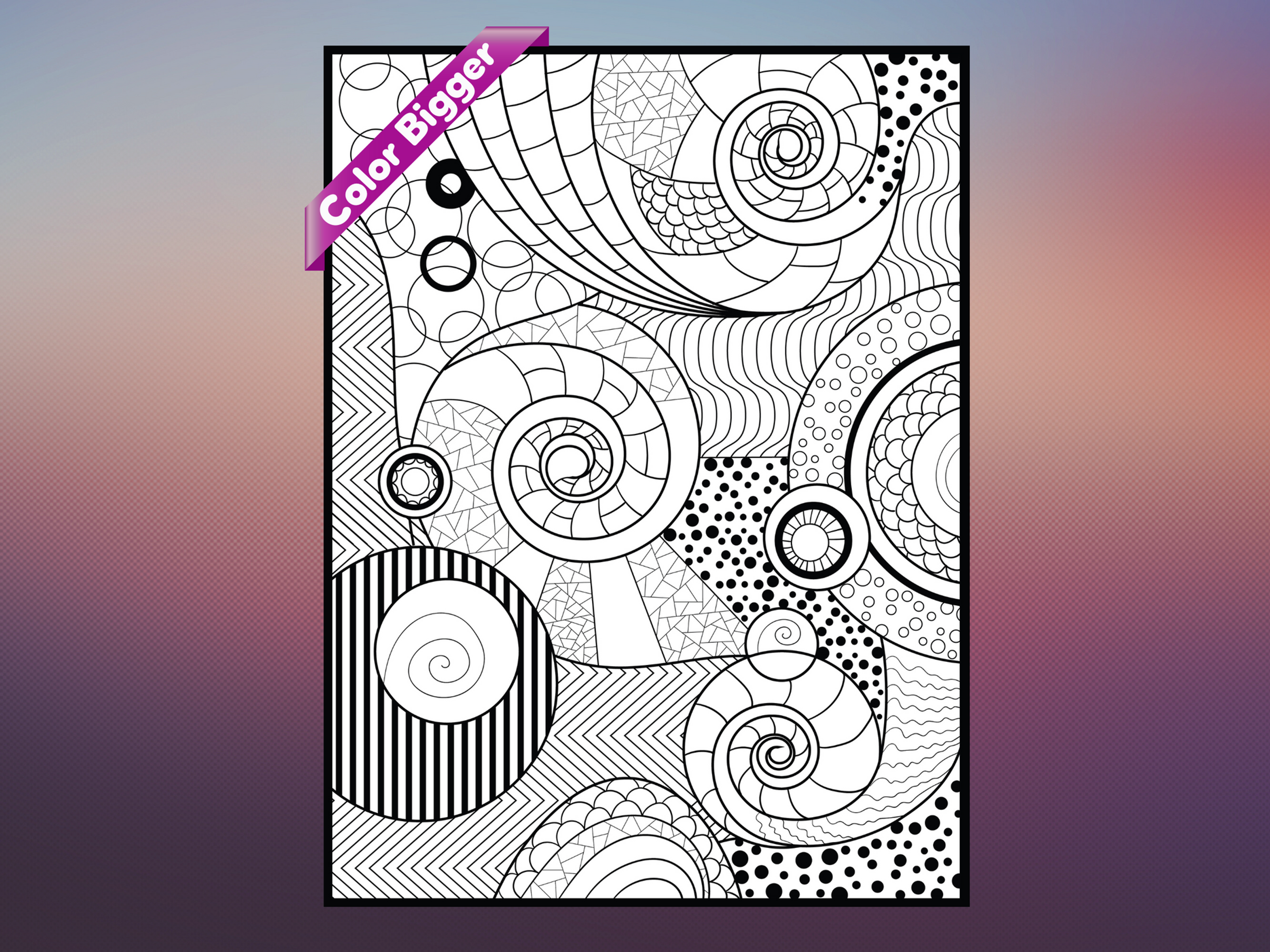 Geometric Coloring Poster — giant coloring poster line art