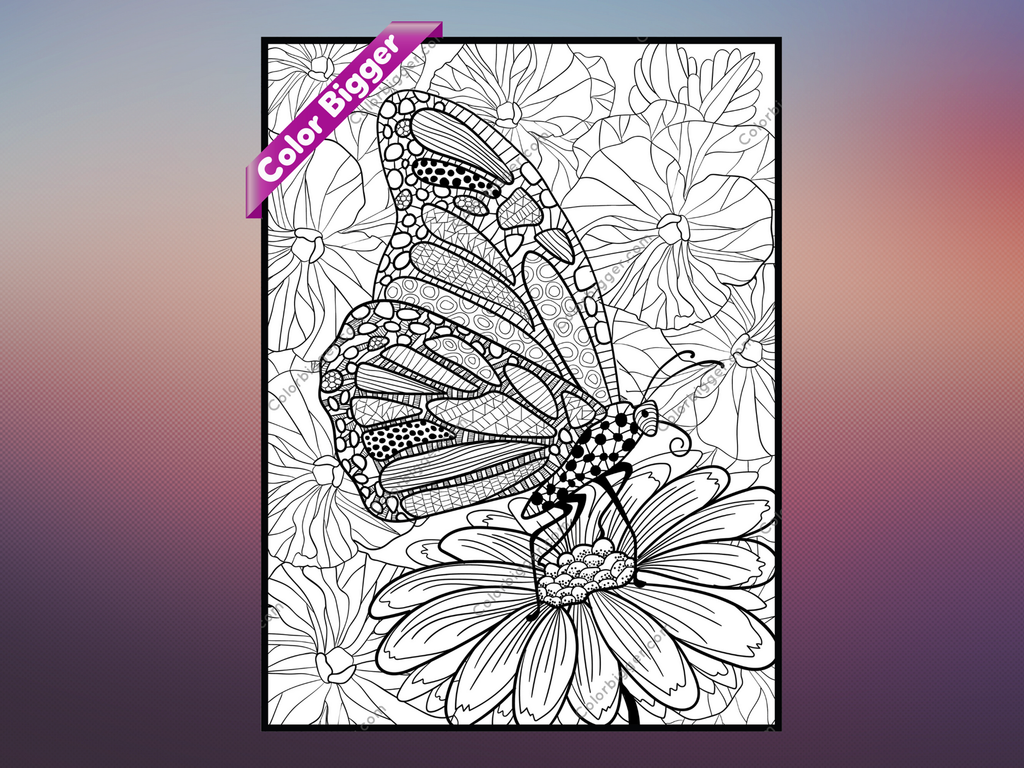 Butterfly Coloring Poster — giant coloring poster line art