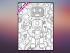 Robot Coloring Poster — giant coloring poster line art