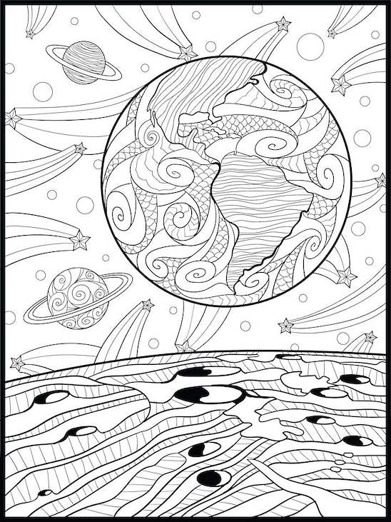 Space Coloring Poster
